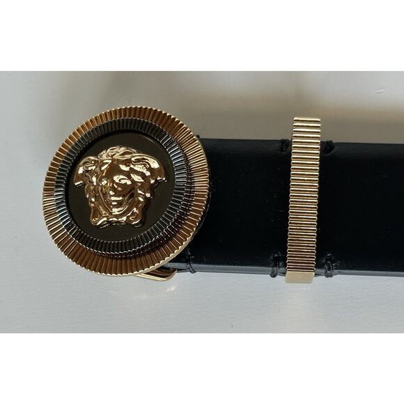 Versace Medusa-Buckle Black Slim Leather Belt 120 (48) Italy 1003760 NWT $550 - Picture 7 of 12